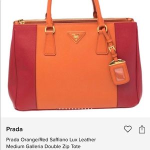 PRADA Saffiano Lux Leather double zip handbag w/crossbody strap-GREAT CONDITION